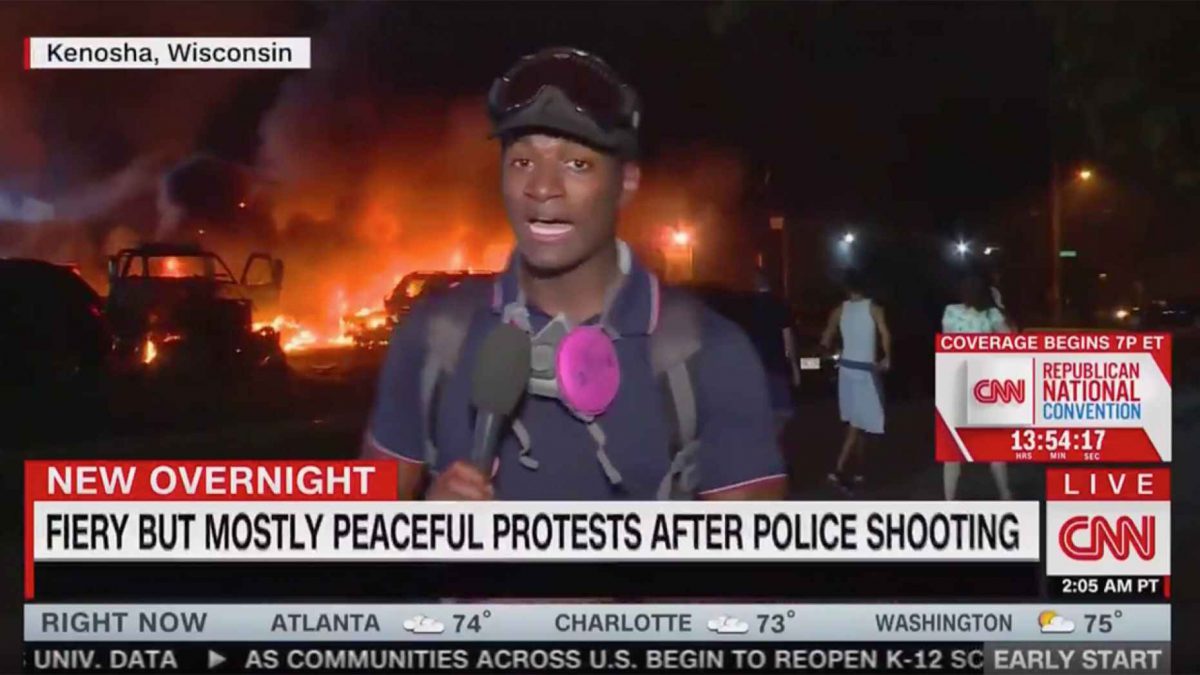CNN panned for on-air graphic reading ‘fiery but mostly peaceful protest’ in front of Kenosha fire